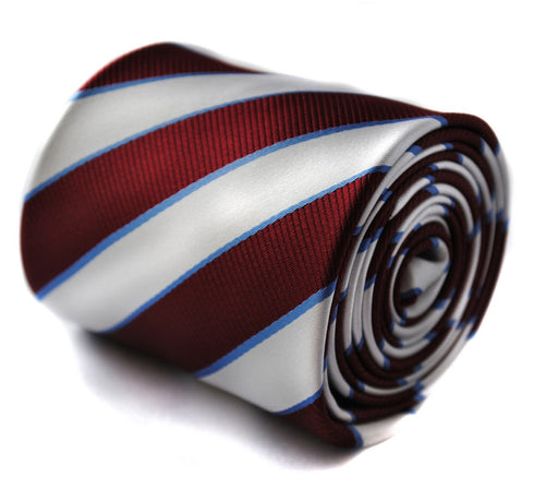 maroon and silver barber striped tie